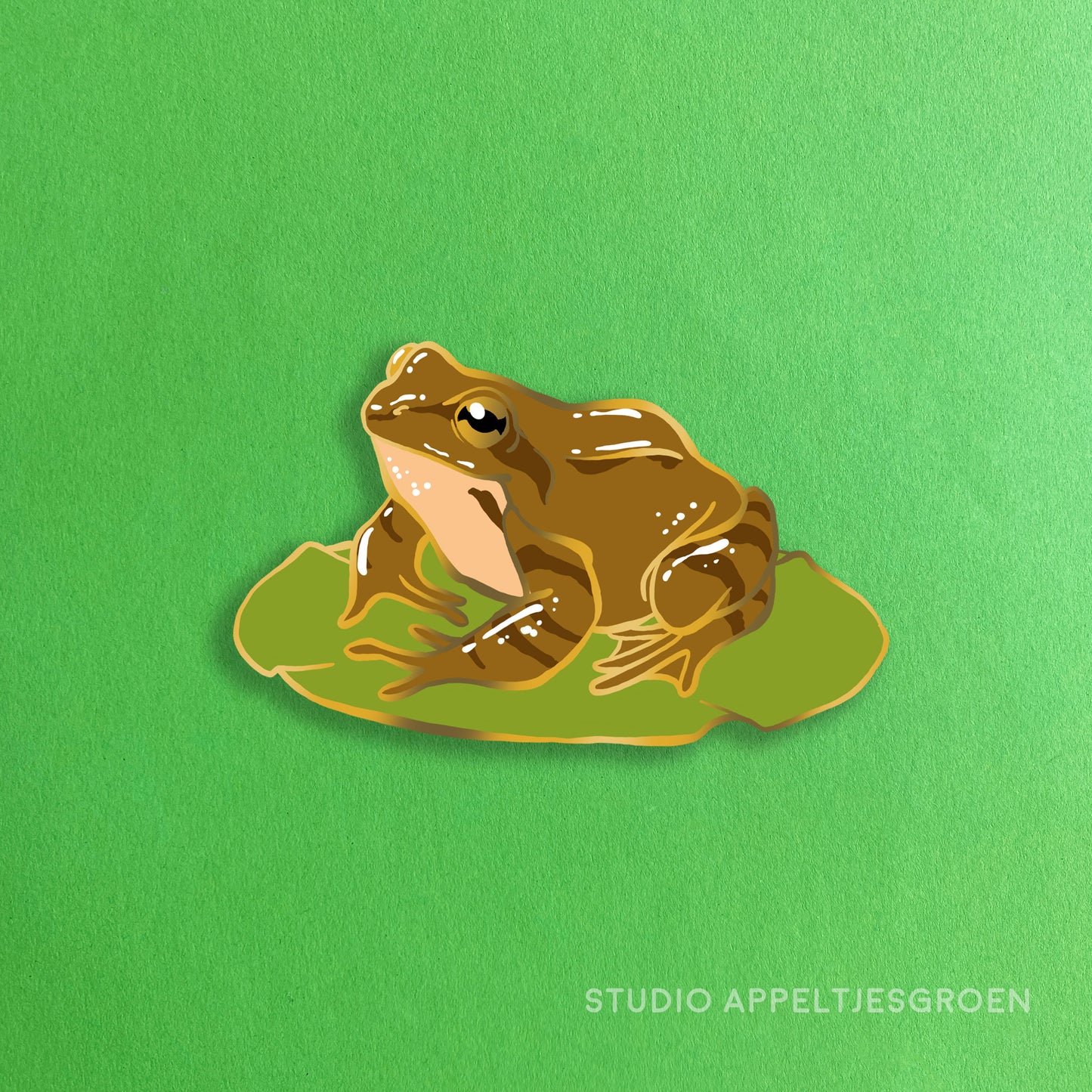 Enamel pin | Brown spotted frog on lily pad