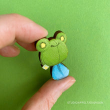 Load image into Gallery viewer, Frog Mail | Plush Floris the Tadpole Wood pin
