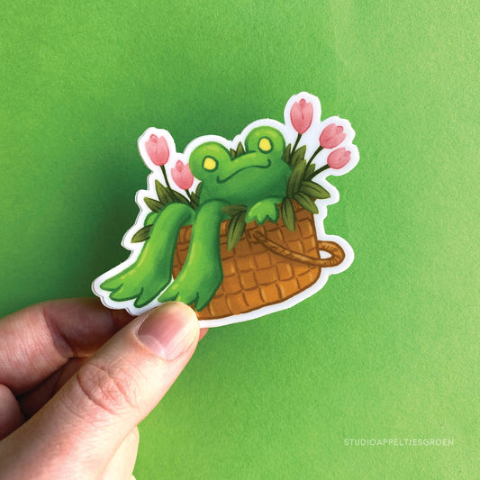 Vinyl sticker | Flower basket frog