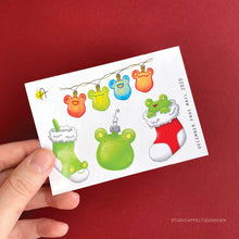 Load image into Gallery viewer, Frog Mail | Frogmas lights Sticker sheet
