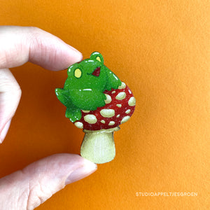 Frog Mail | Amanita mushroom Wood pin
