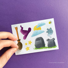 Load image into Gallery viewer, Frog Mail | Froggoween Broom Sticker sheet
