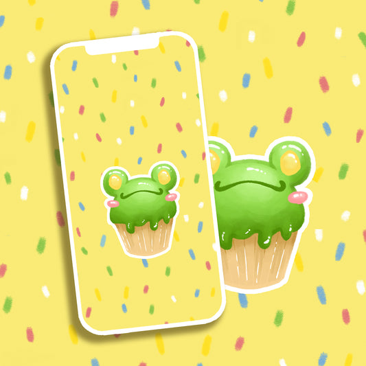 Phone wallpaper | froggy cupcake