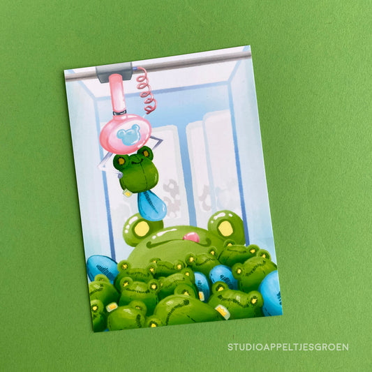 Postcard | Arcade claw game frog