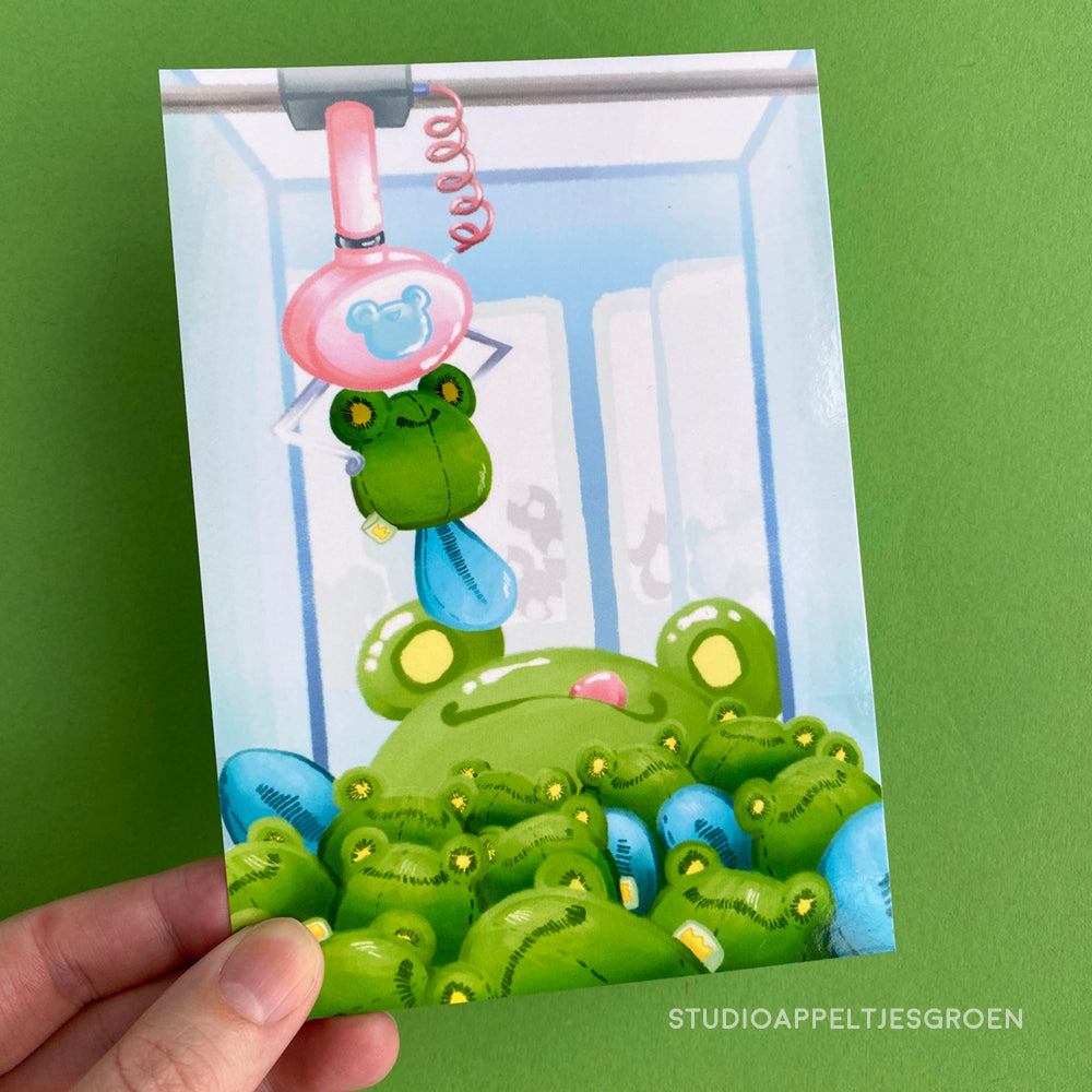 Postcard | Arcade claw game frog