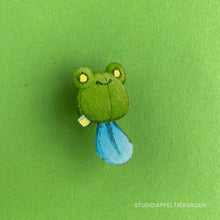 Load image into Gallery viewer, Frog Mail | Plush Floris the Tadpole Wood pin

