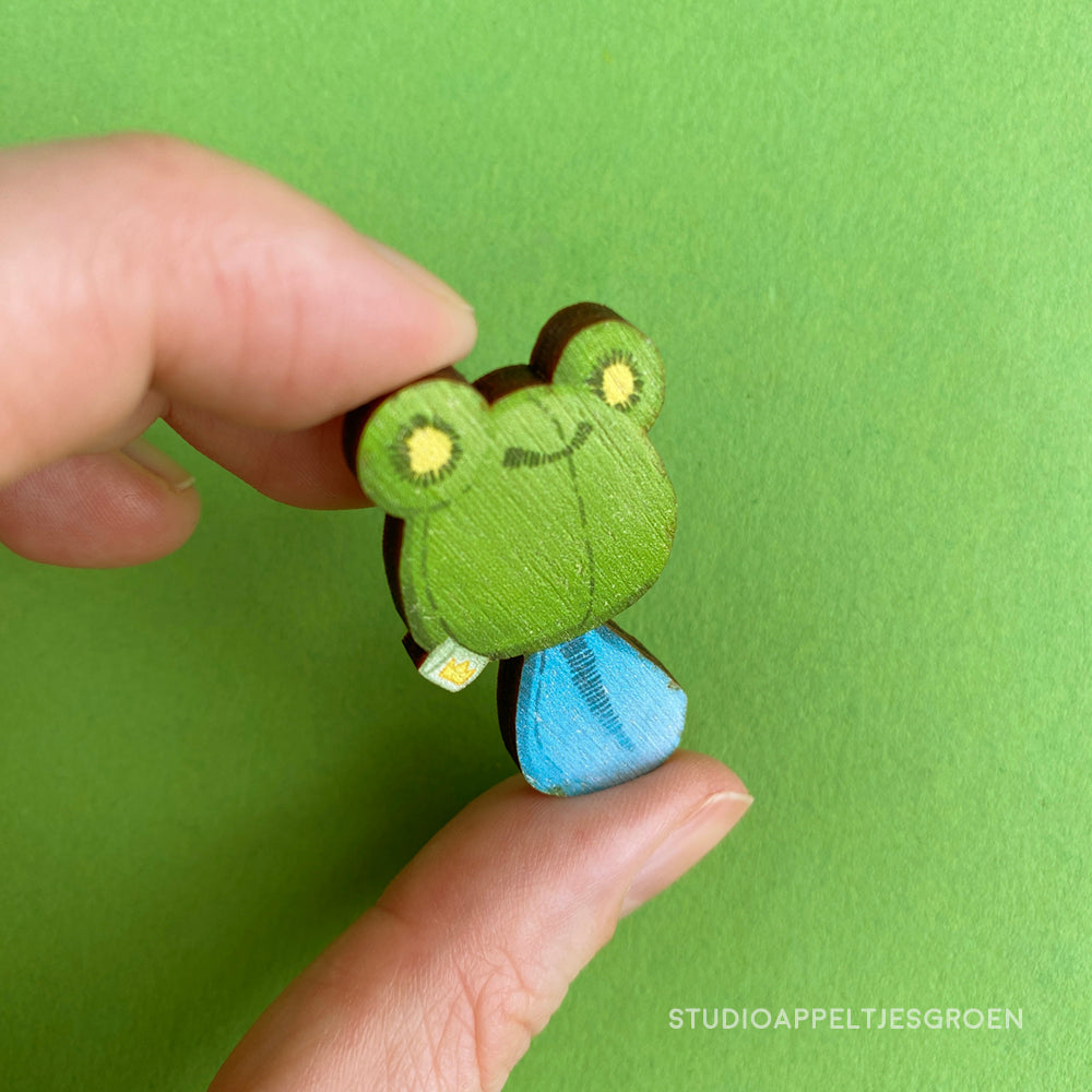 Wood pin | Tadpole plush