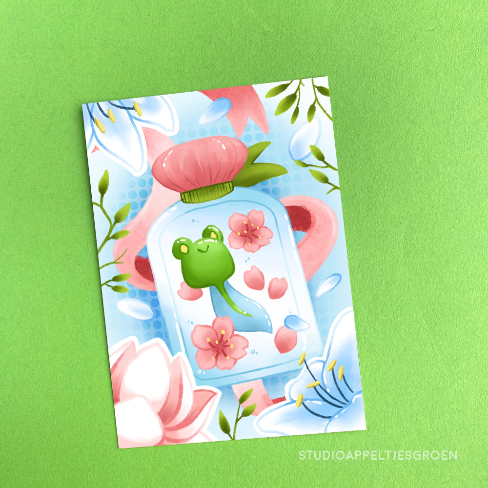 Floris the Frog | Perfume bottle Postcard