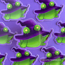 Load image into Gallery viewer, Floris the Frog | Witch Vinyl Sticker
