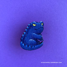 Load image into Gallery viewer, Frog Mail | Gojira Dino Wood pin

