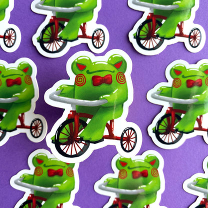 Vinyl sticker Scary tricycle frog – Studio Appeltjesgroen