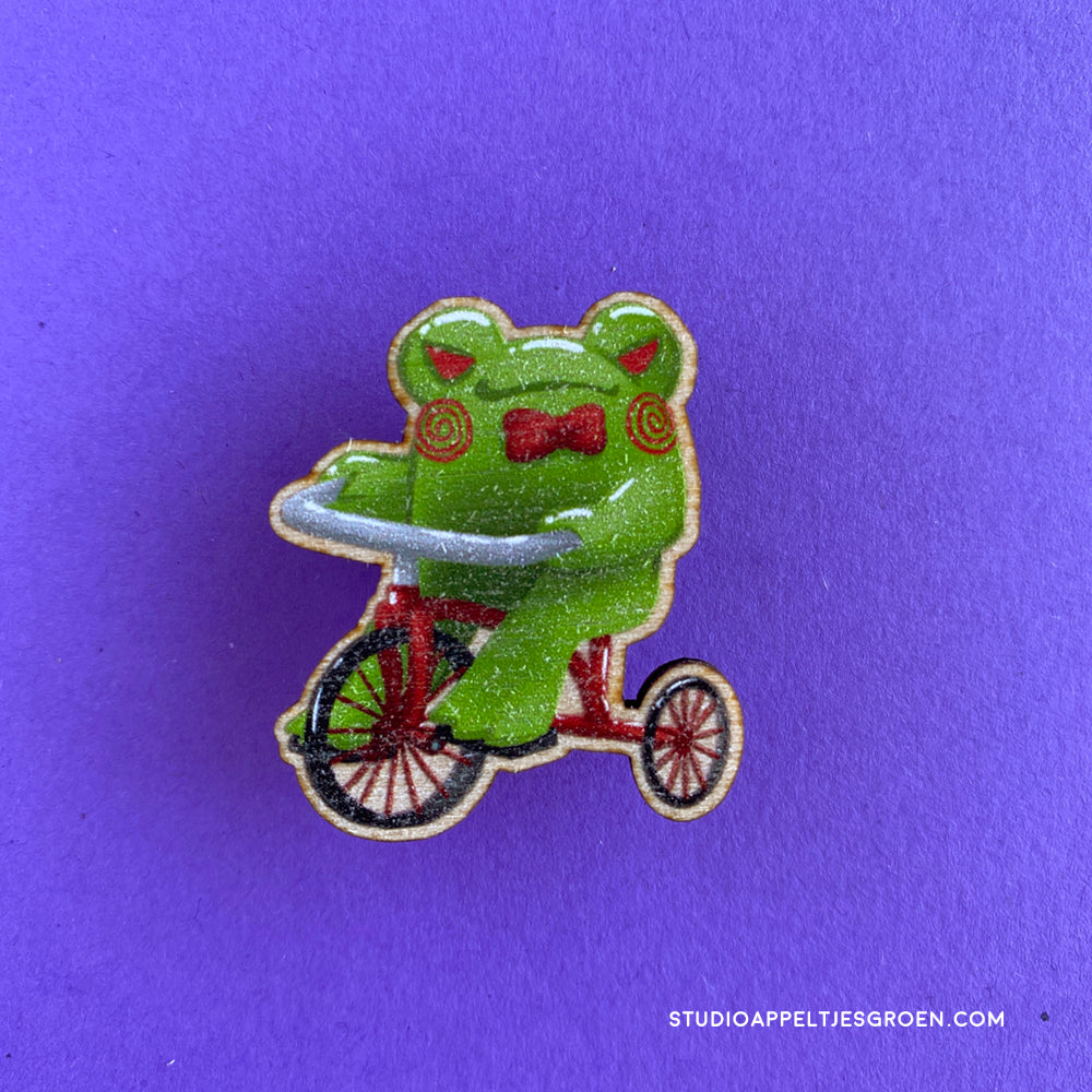 Frog Mail | Scary Tricycle Wood pin