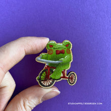Load image into Gallery viewer, Frog Mail | Scary Tricycle Wood pin
