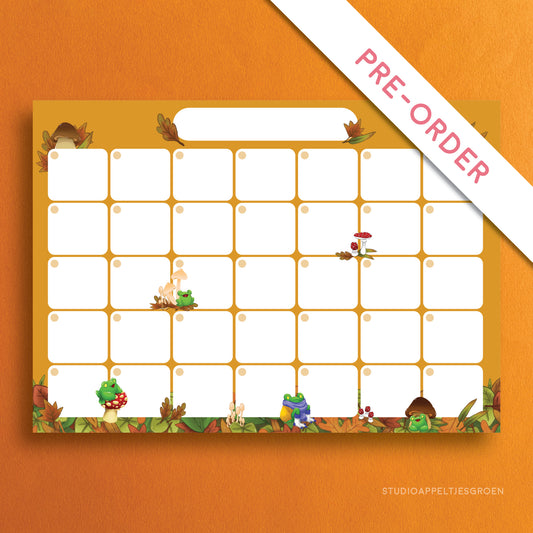 Notepad | A4 Monthly planner Fall frog desk pad