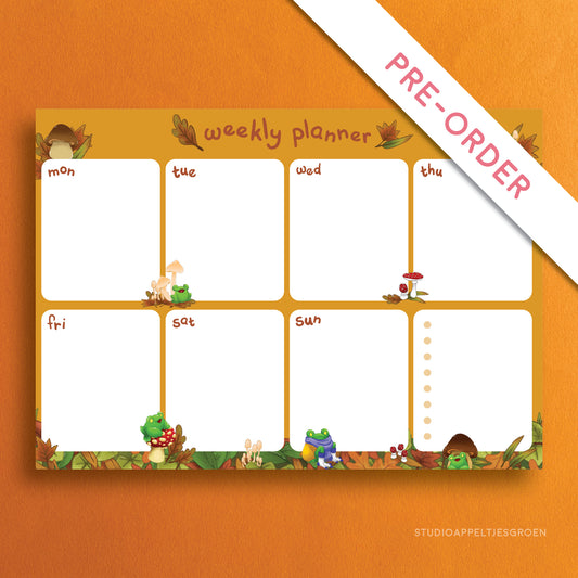 Notitieblok | A4 Weekplanner Herfst kikker bureau onderlegger