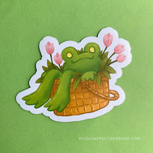 Load image into Gallery viewer, Floris the Frog | Flower Basket Magnet
