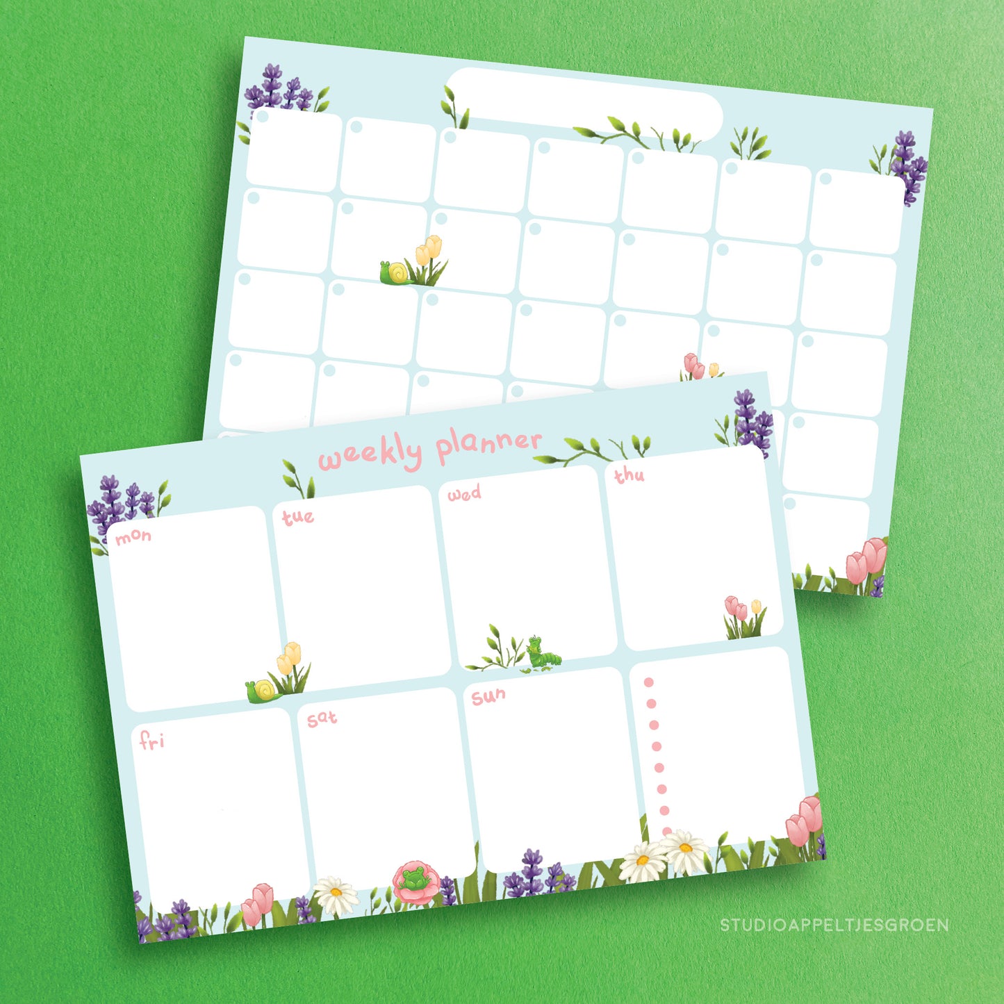 Notepad | A4 Monthy & Weekly planner Spring frog desk pad