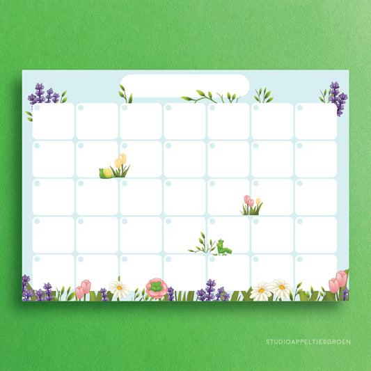 Notitieblok | A4 Maandplanner Bloemen kikker