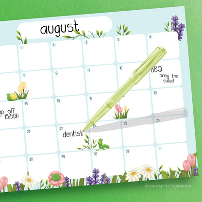 Notepad | A4 Monthly planner flower frog desk pad