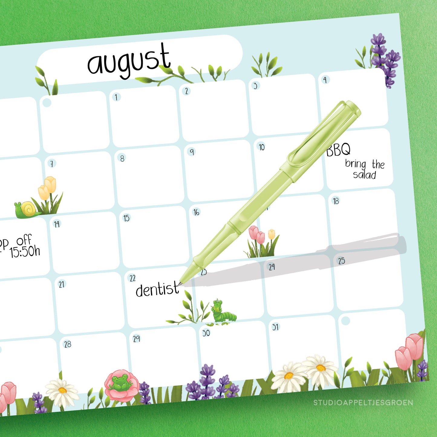 Notepad | A4 Monthy & Weekly planner Spring frog desk pad