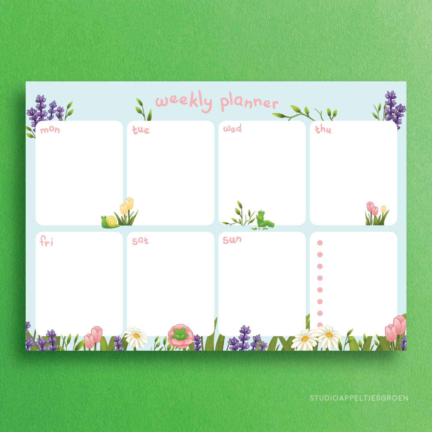 Notepad | A4 Monthy & Weekly planner Spring frog desk pad