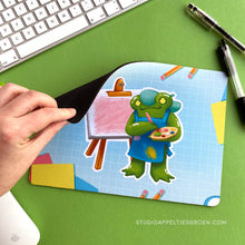 Load image into Gallery viewer, Floris the Frog | Frog Artist mouse pad
