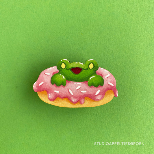 Wood pin | Donut frog