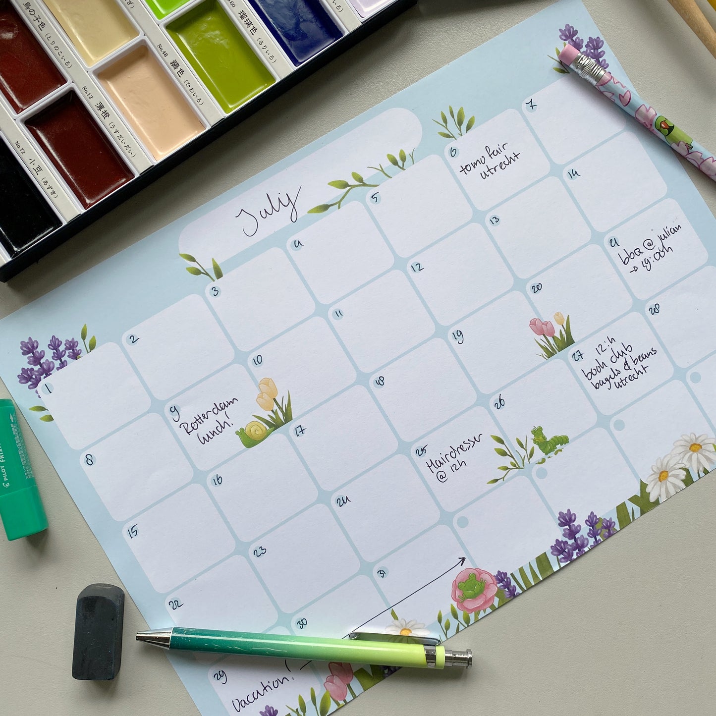 Notitieblok | A4 Maandplanner Bloemen kikker