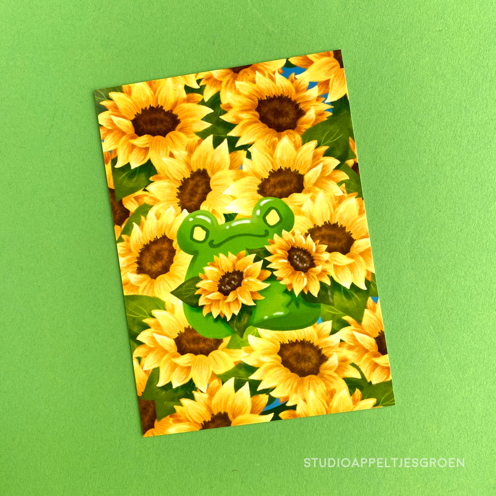 Floris the Frog | Sunflowers Postcard