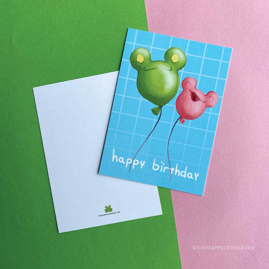 Birthday card | Balloon frog