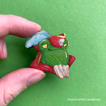 Load image into Gallery viewer, Frog Mail | Captain Bust Wood pin
