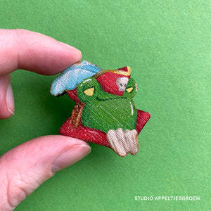 Frog Mail | Captain Bust Wood pin
