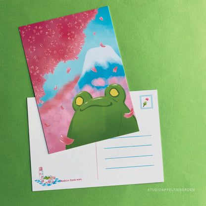 Postcard | Cherry blossoms frog