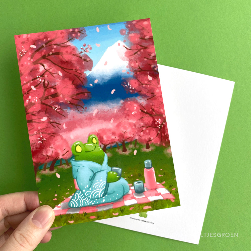 Postcard | Hanami frog