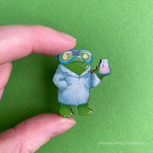 Load image into Gallery viewer, Frog Mail | Scientist Wood pin
