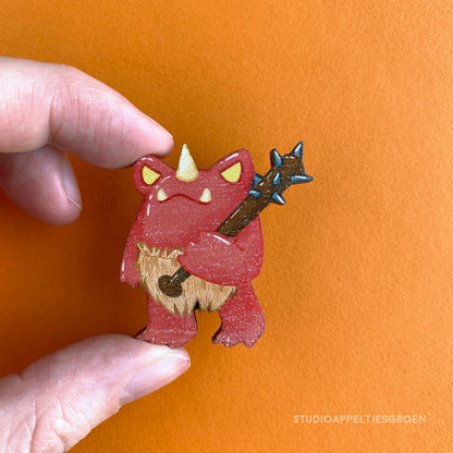 Wood pin | Oni demon frog