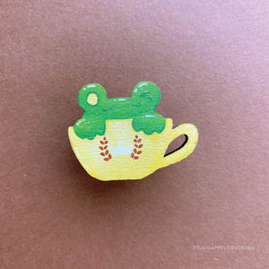 Frog Mail | Cup of frog Wood pin