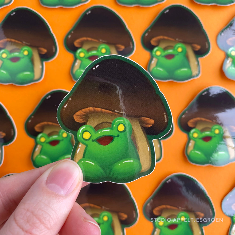 Floris the Frog | Porcini mushroom Vinyl sticker