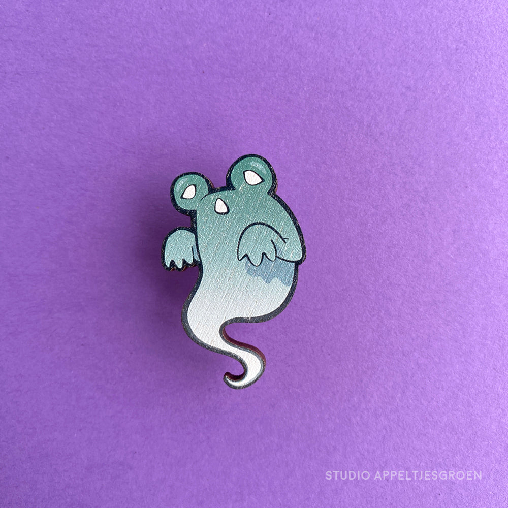 Froggoween | Ghost!Floris wood pin