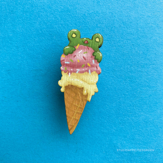 Wood pin | Ice cream frog