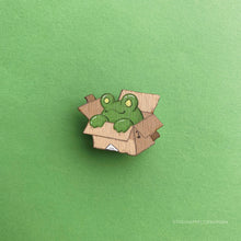 Load image into Gallery viewer, Floris the Frog | Parcel wood pin
