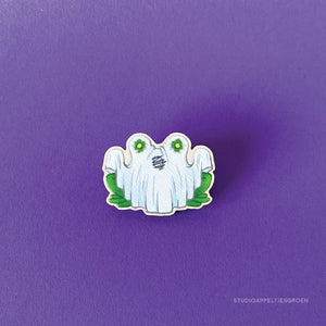 Froggoween | Floris the Ghost wood pin