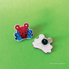 Load image into Gallery viewer, Floris the Frog | Strawberry Frog wood pin
