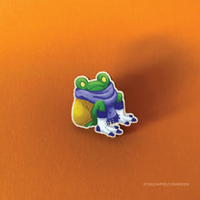 Load image into Gallery viewer, Floris the Frog | Sweater Weather wood pin
