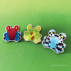 Floris the Frog | Strawberry Frog wood pin